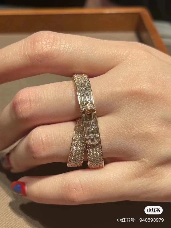 Hermes Kelly Gavroche Double Ring - 18K Rose Gold