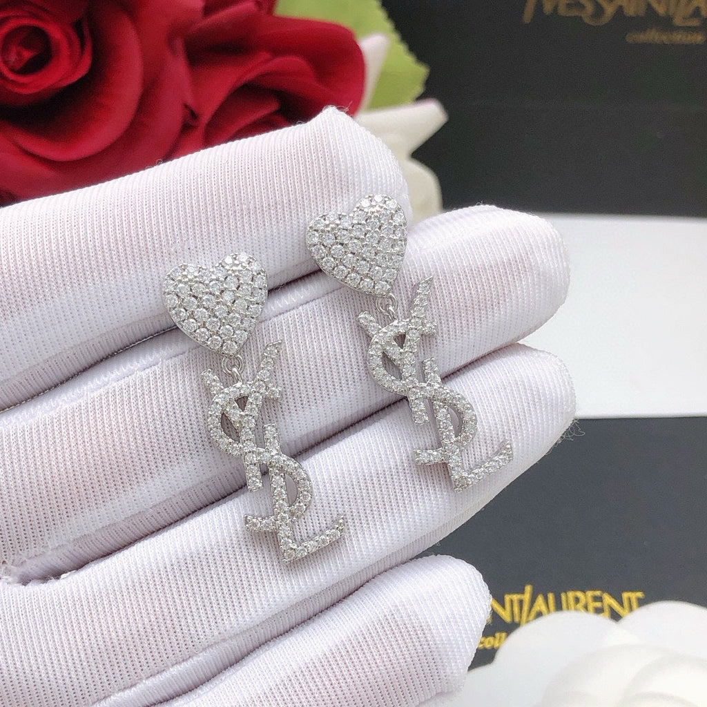 YSL Heart Diamond Earrings - 18K Gold