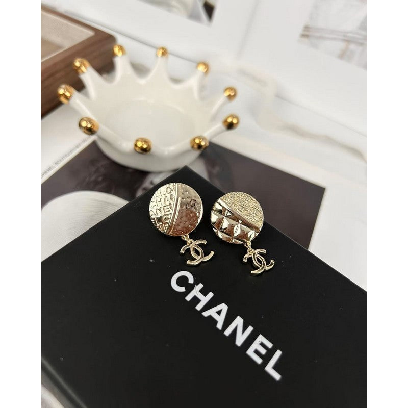 Chanel Gold Round Pendant Earrings - 18K Yellow Gold
