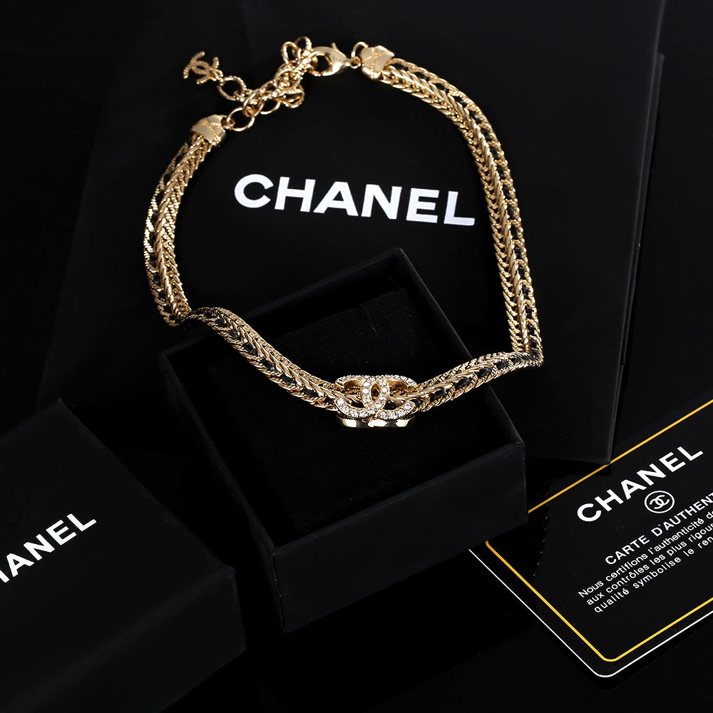 Chanel Strass Chain Choker Necklace