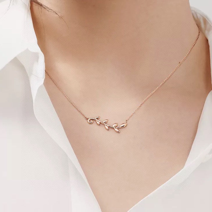 Tiffany Olive Leaf Vine Pendant Necklace