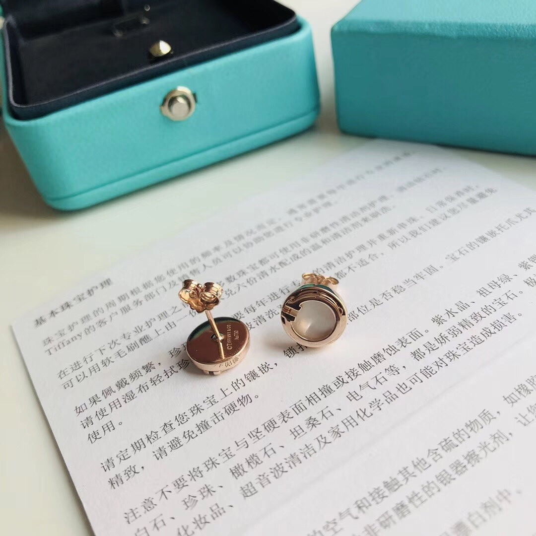 Tiffany Mother-Of-Pearl Circle Earrings - 18K Rose Gold