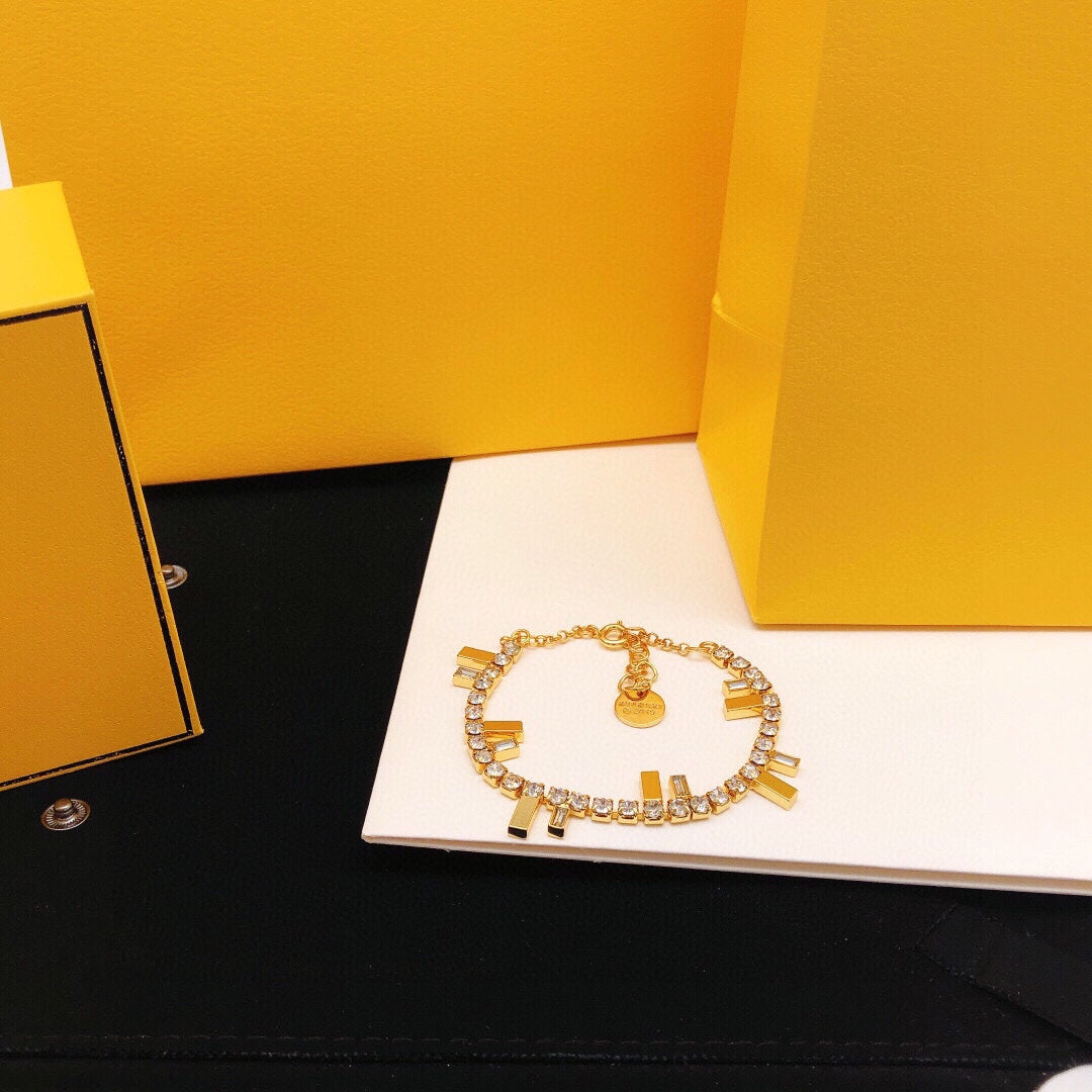 Fendi Is Crystal Bracelet - 18K Yellow Gold