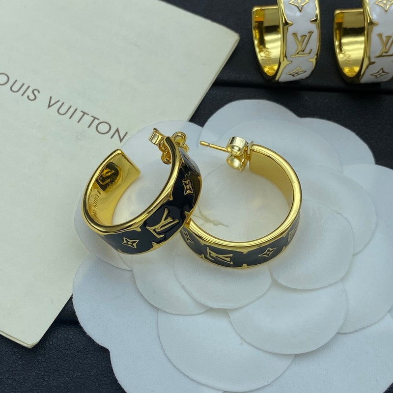 Louis Vuitton Nanogram Enamel Earrings - 18K Yellow Gold