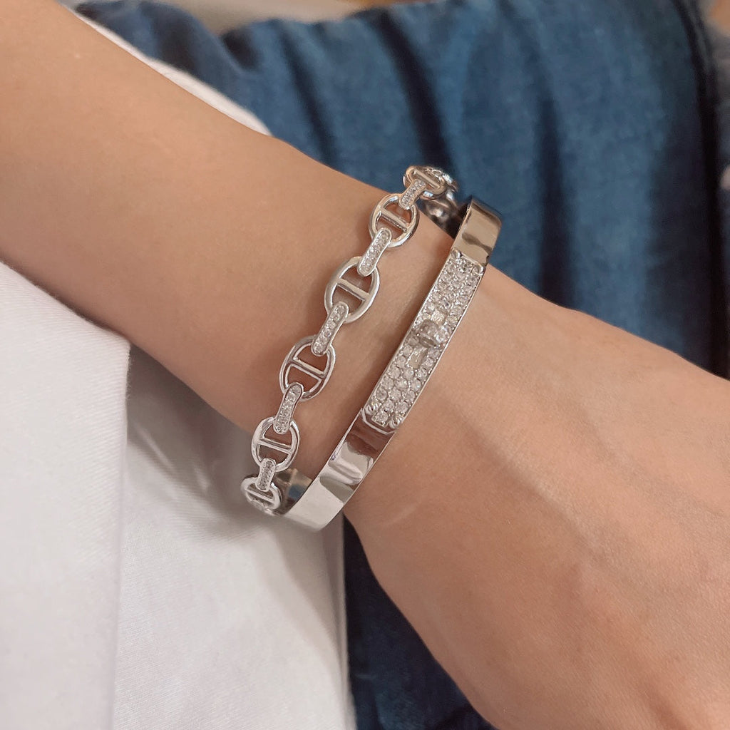 Hermes Kelly Double Tour Diamond Bracelet - 18K Gold