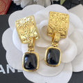 Chanel Black Crystal Earrings - 18K Yellow Gold