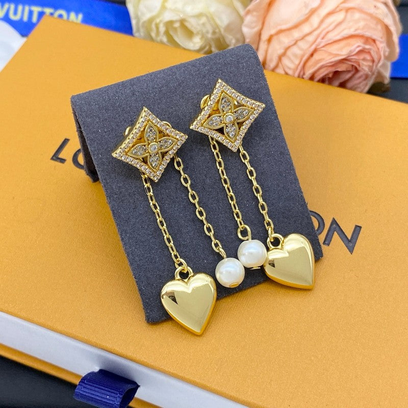 Louis Vuitton Pearl Diamond Drop Earrings - 18K Gold