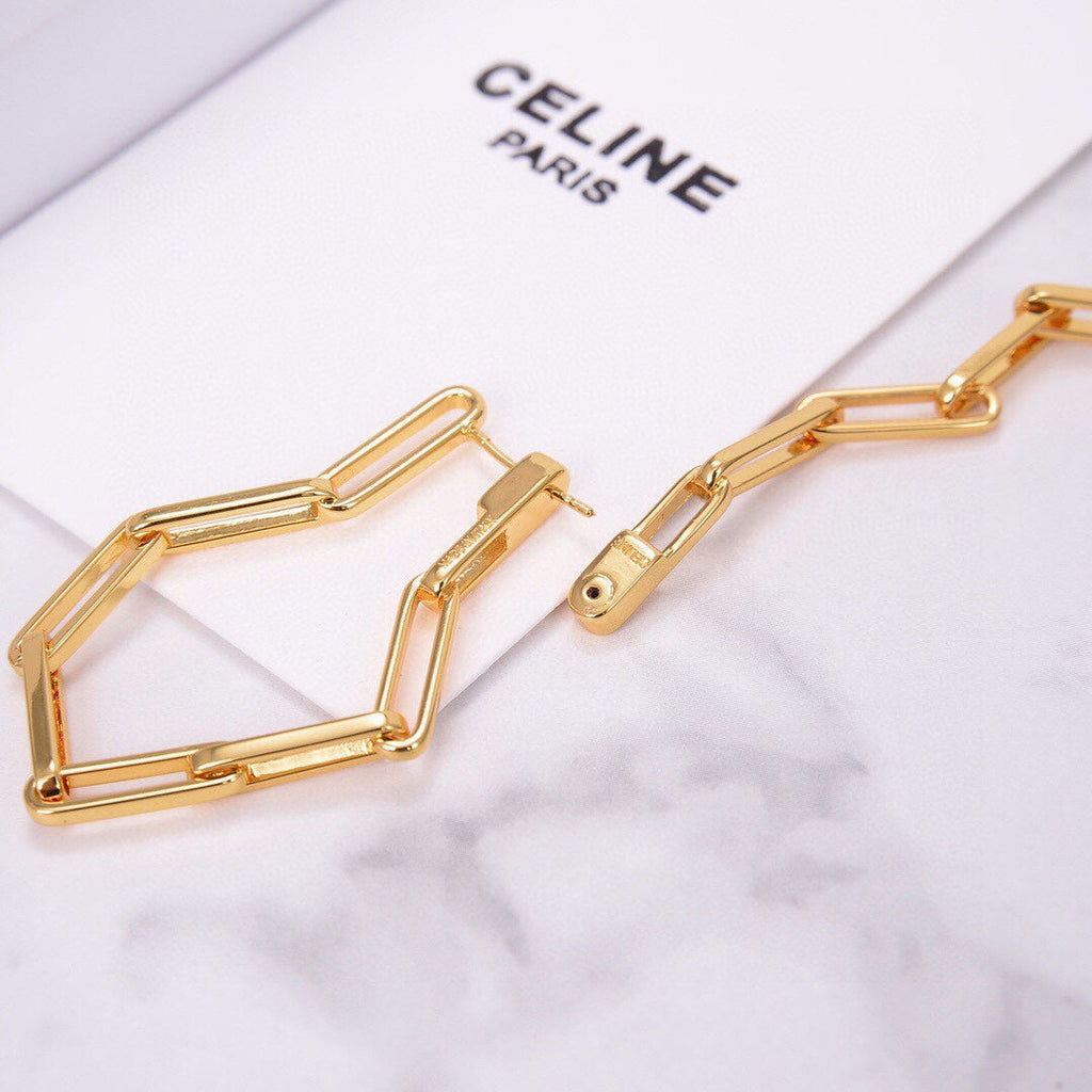 Celine Triomphe Chain Earrings - 18K Yellow Gold