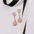 Chanel Black & Pink Camellia Diamond Long Earrings - 18K Gold