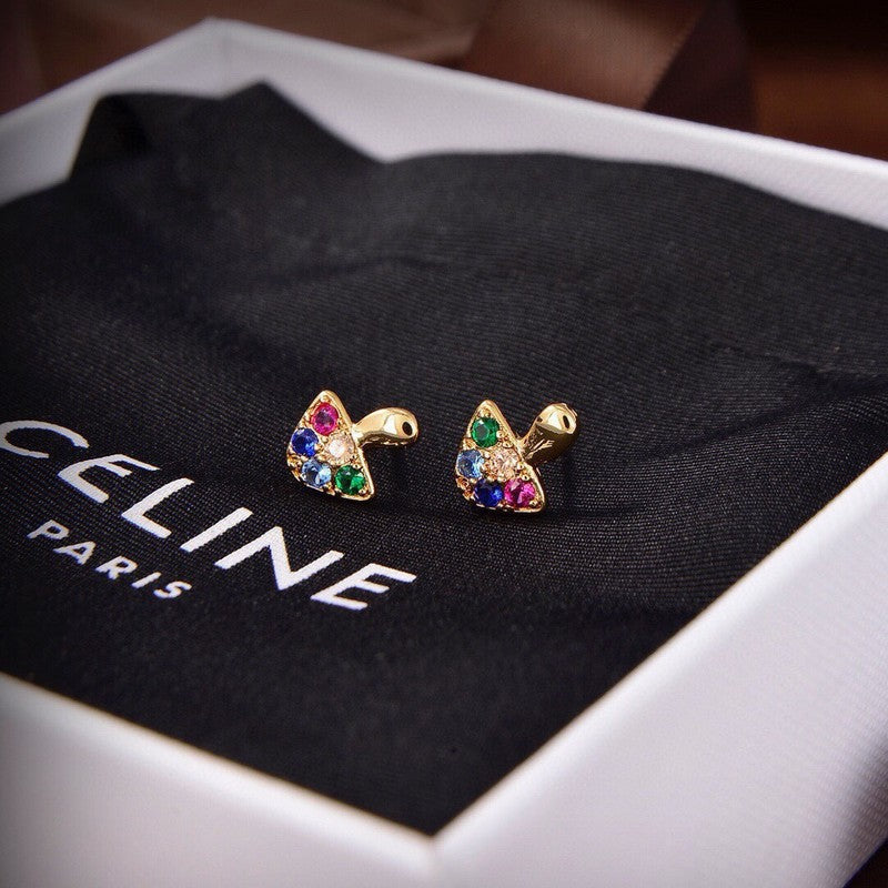 Celine Colorful Mushroom Earrings - 18K Yellow Gold
