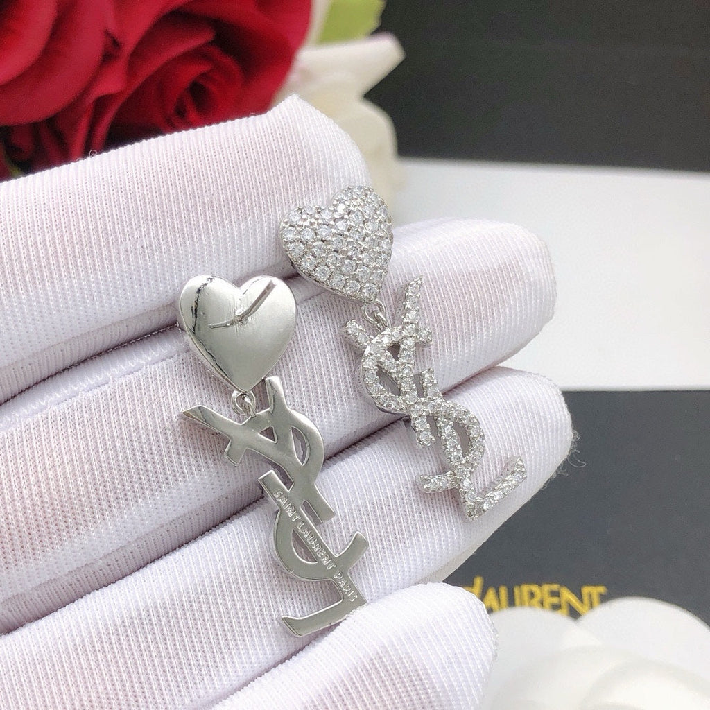 YSL Heart Diamond Earrings - 18K Gold