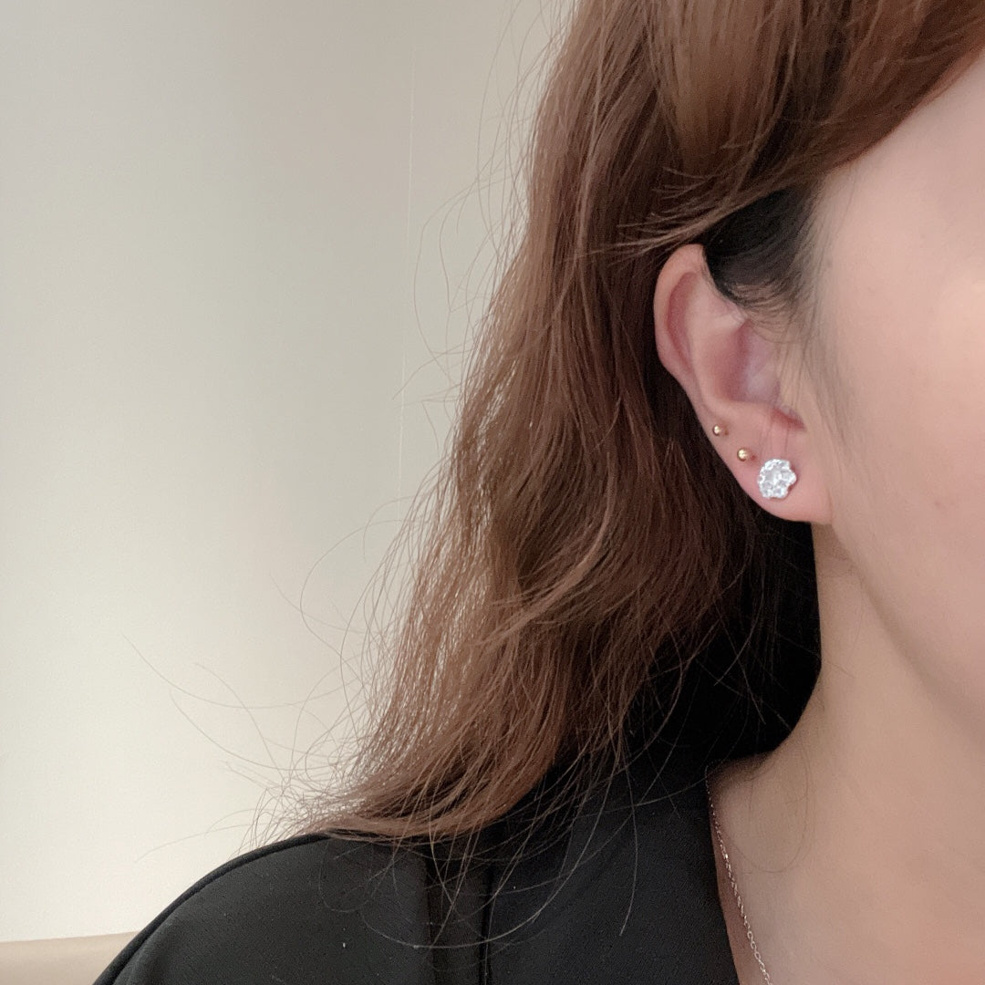 Flower Crystal Earrings - 18K Gold