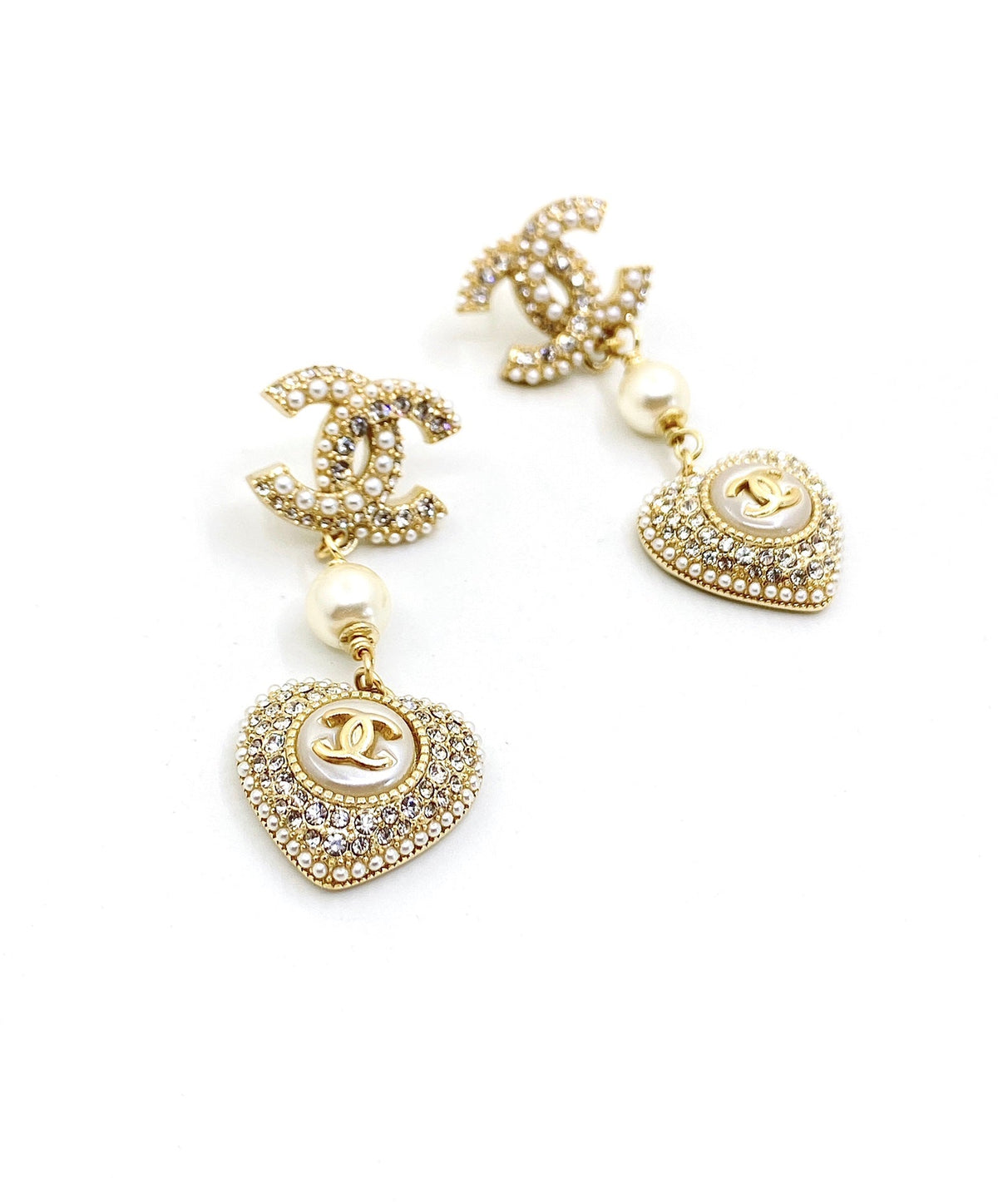 Chanel Heart Drop Earrings - 18K Yellow Gold