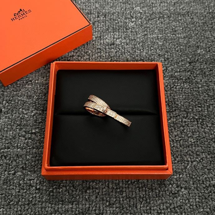 Hermes Kelly Gavroche Double Ring - 18K Rose Gold