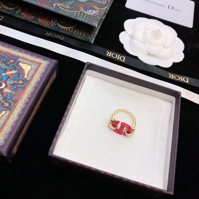 Dior Red Heart Ring - 18K Yellow Gold
