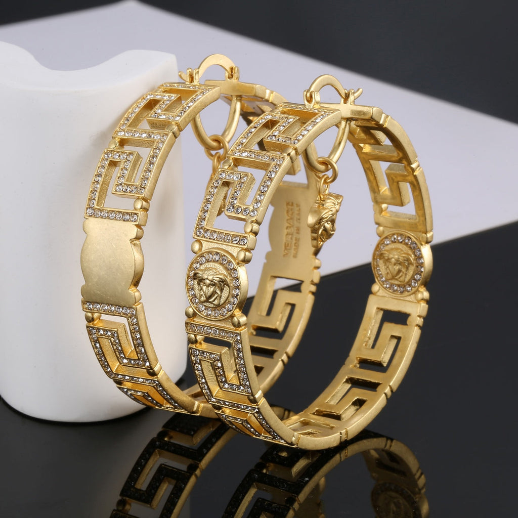 Ver Round Crystal Earrings - 18K Yellow Gold