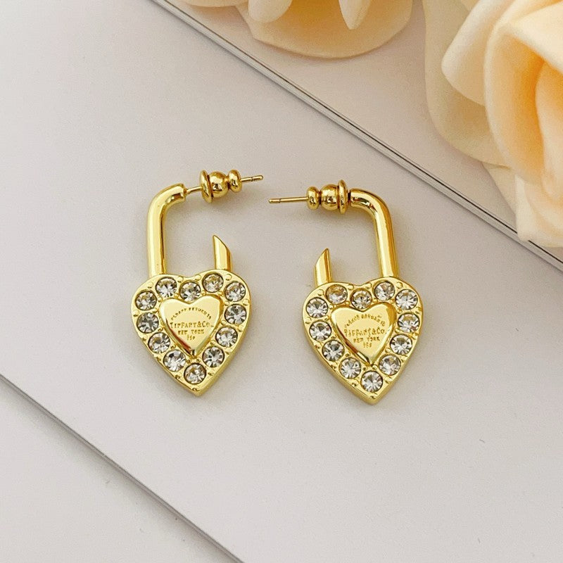 Tiffany Diamond Heart Earrings - 18K Gold