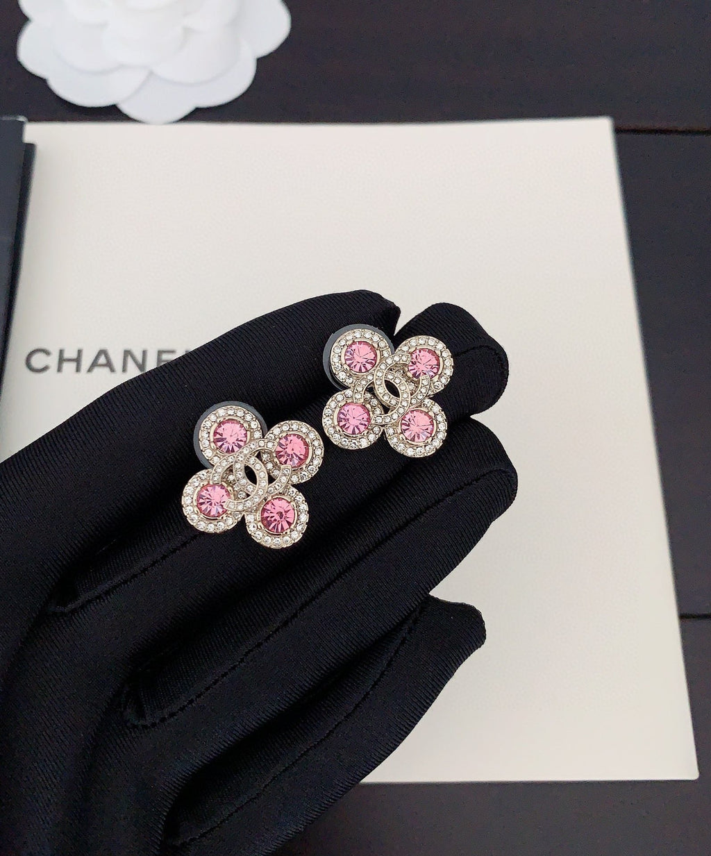 Chanel Pink Diamond Earrings - 18K Yellow Gold