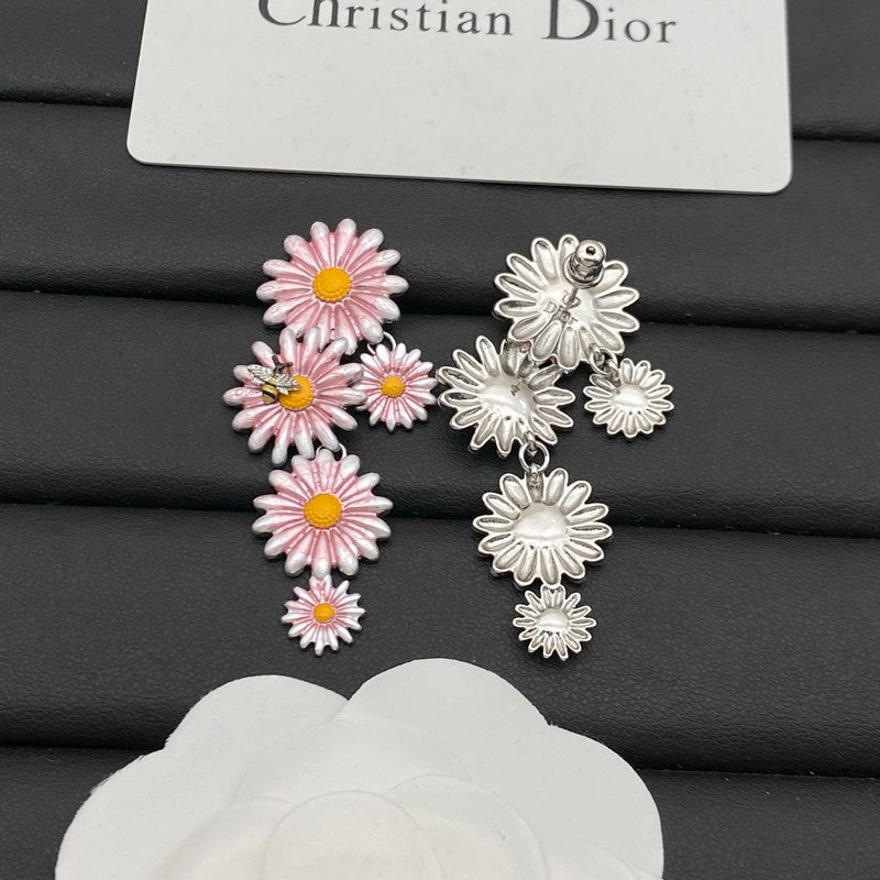 Dior Pink Flower Earrings - 18K White Gold