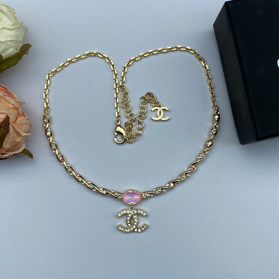 Chanel Pink Crystal Necklace