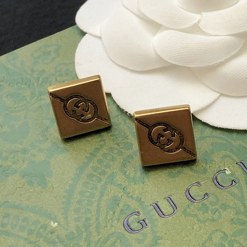 Gucci Double G Cube Earrings - 18K Yellow Gold
