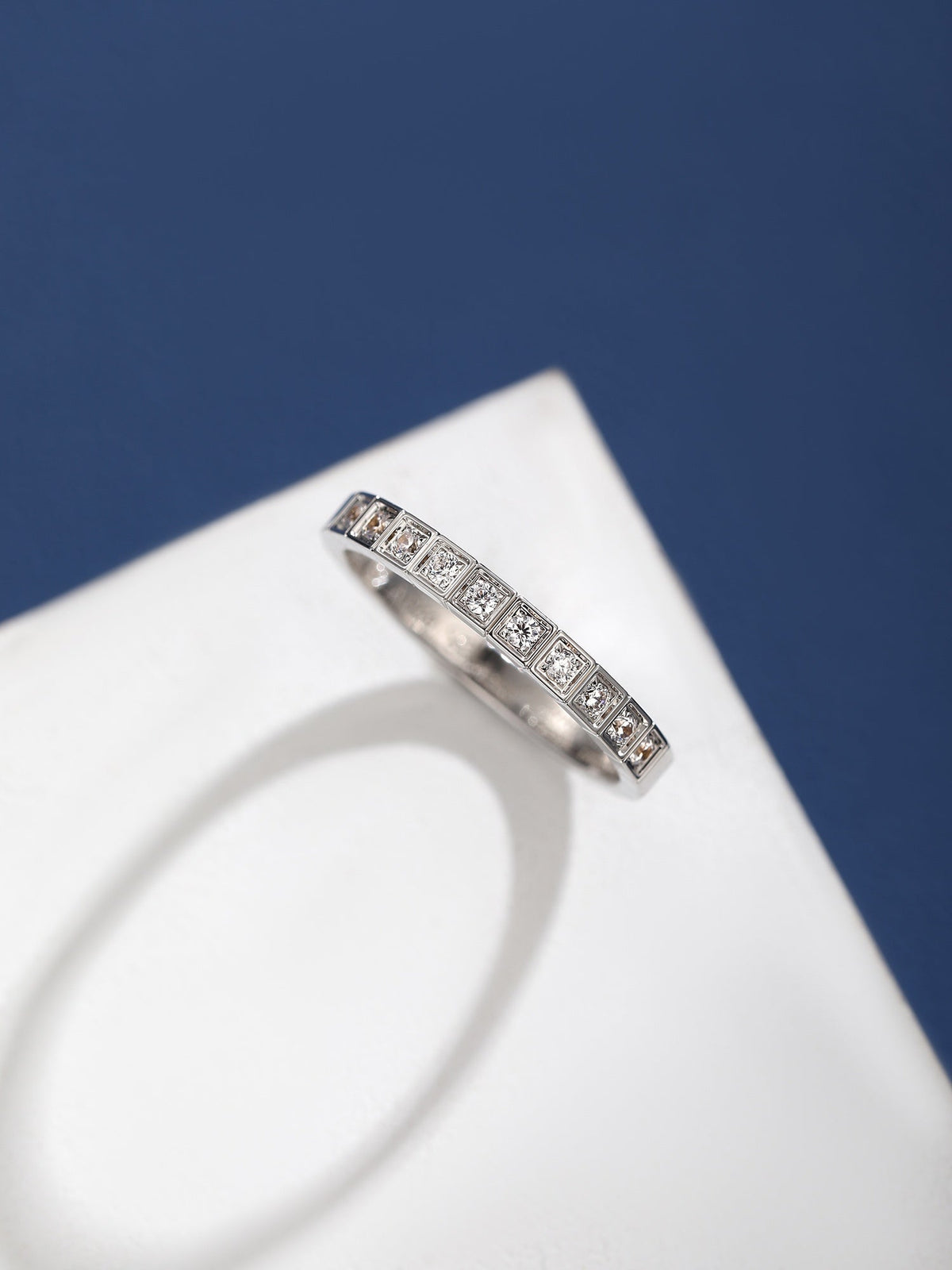 Ice Cube Moissanite Ring - 18K White Gold