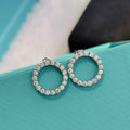 Tiffany Circle Diamond Earrings - 18K White Gold