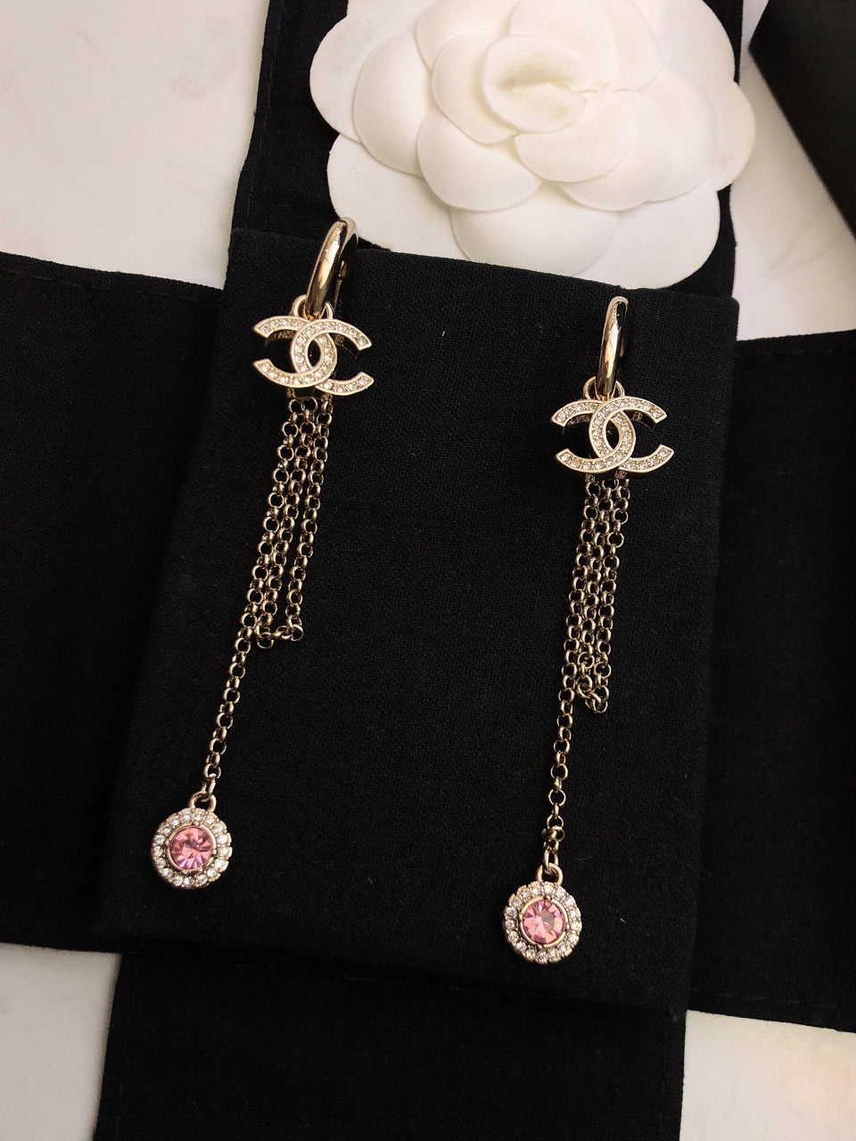 Chanel Tassel Crystal Earrings - 18K Yellow Gold