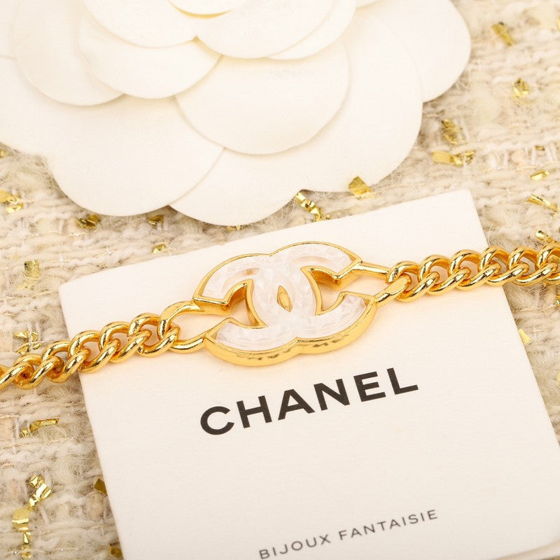Chanel White Logo Choker Necklace