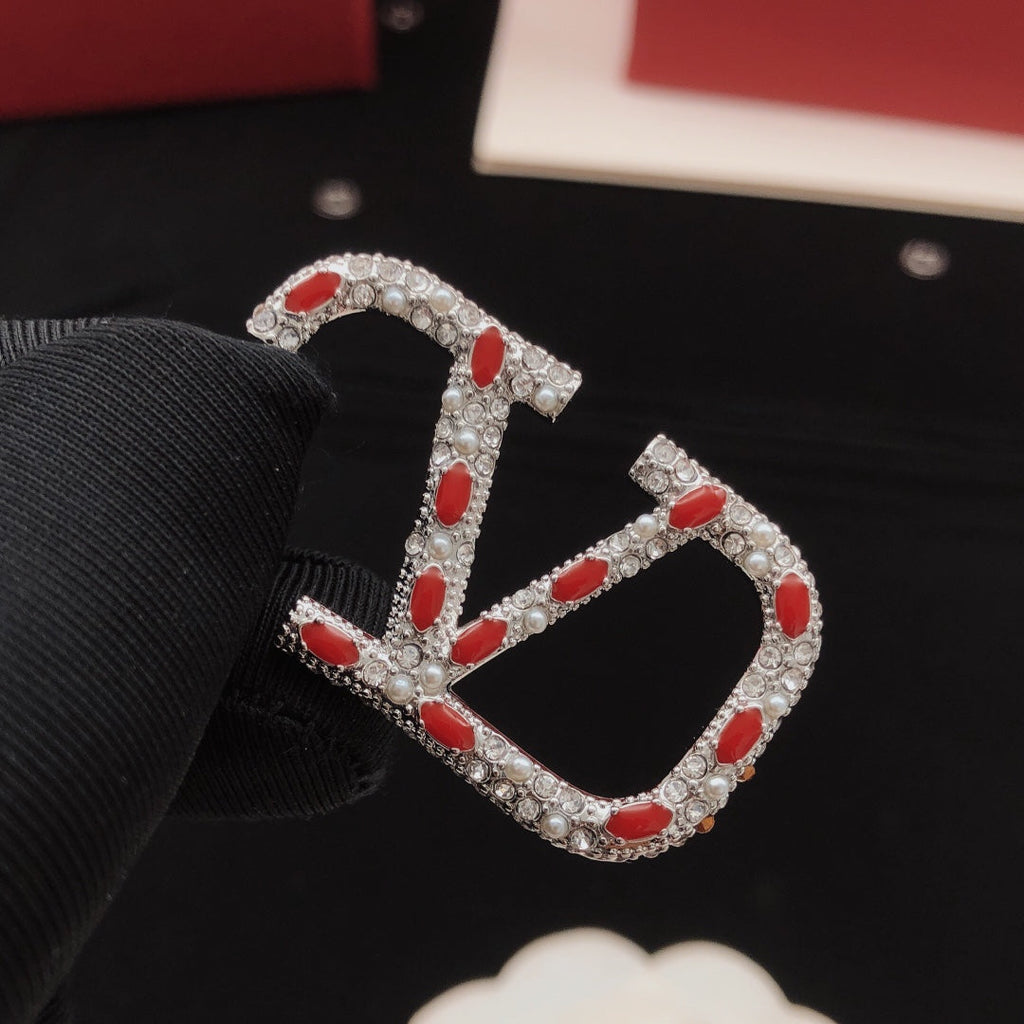 Valentino Red Crystal Earrings - 18K Gold