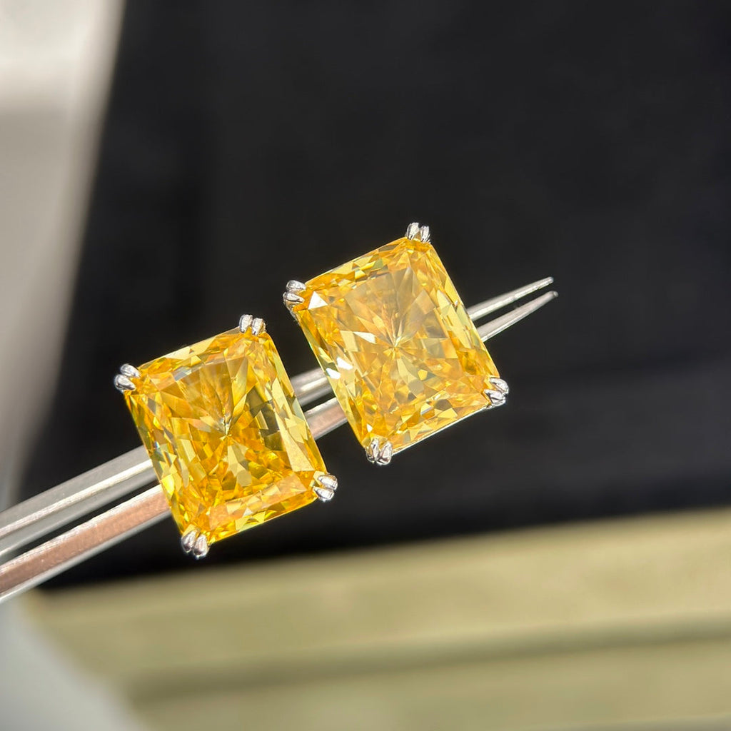 Tiffany Yellow Crystal Earrings - 18K White Gold