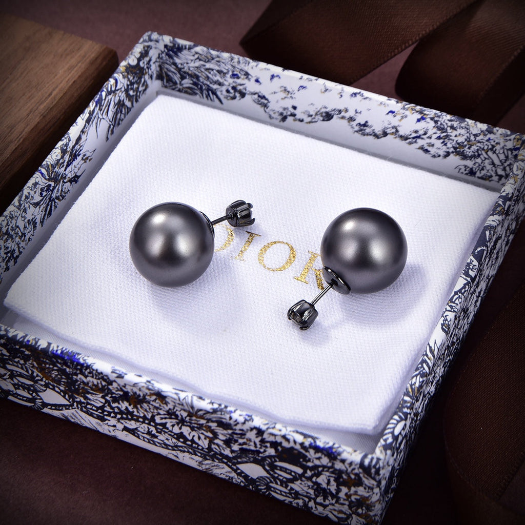 Dior Tribales Black Resin Pearl Earrings
