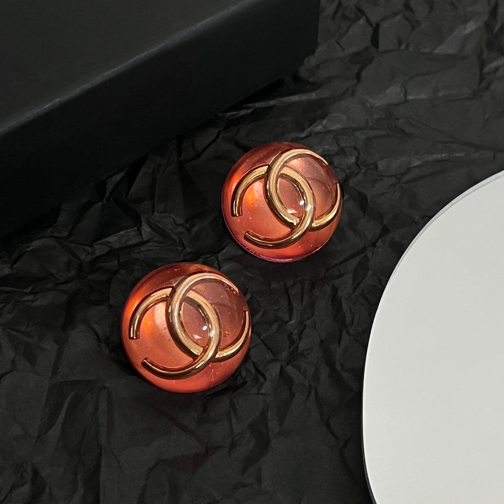 Chanel Vintage Red Crystal Earrings - 18K Yellow Gold