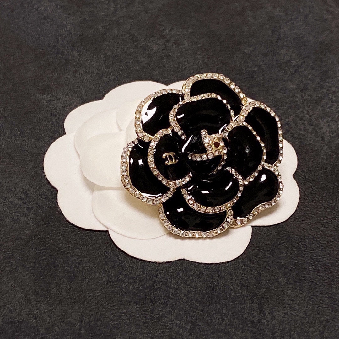 Chanel Black Flower Brooch
