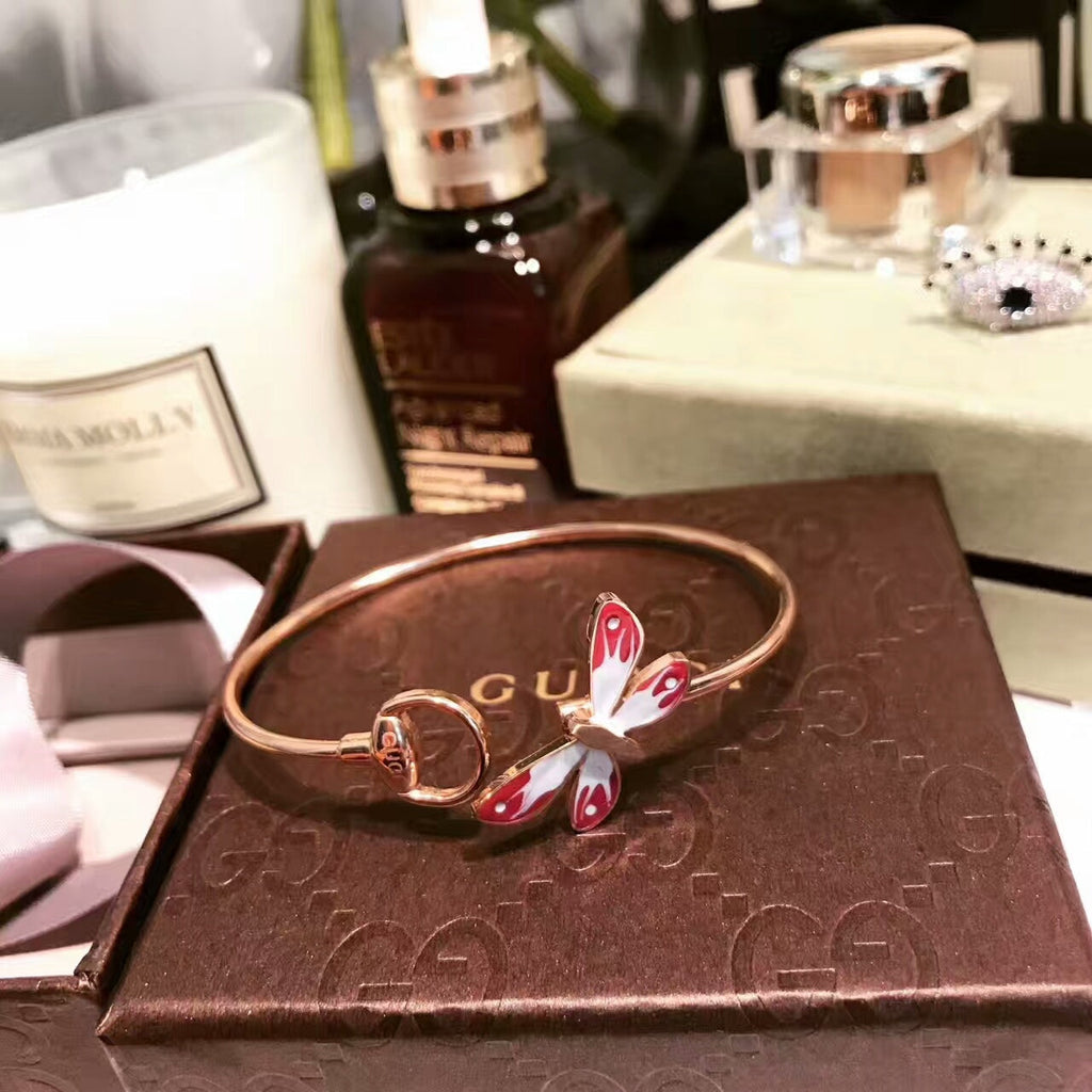 Gucci Double G Flora Bangle Bracelet