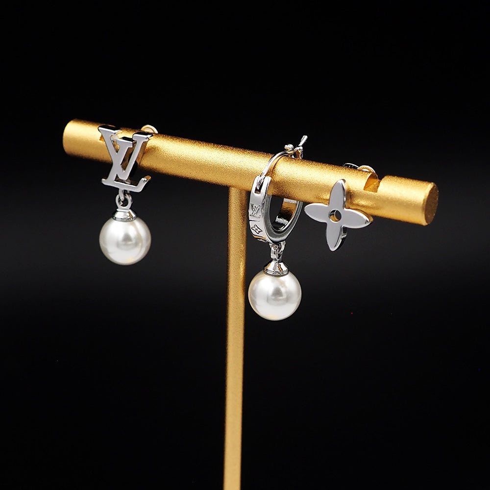 Louis Vuitton Monogram Pearl Earrings - 18K White Gold