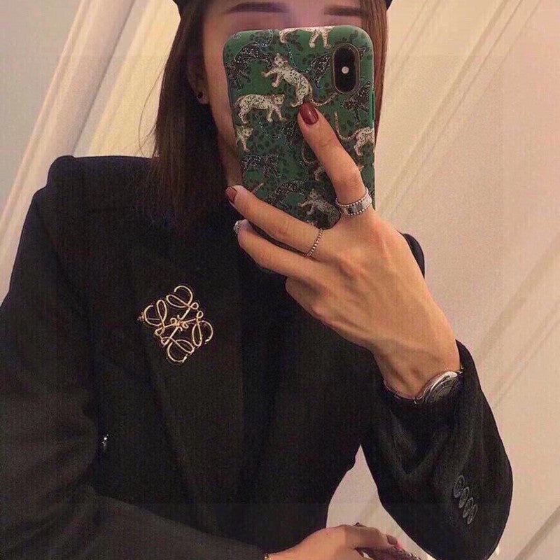 LOEWE Anagram Gold Brooch
