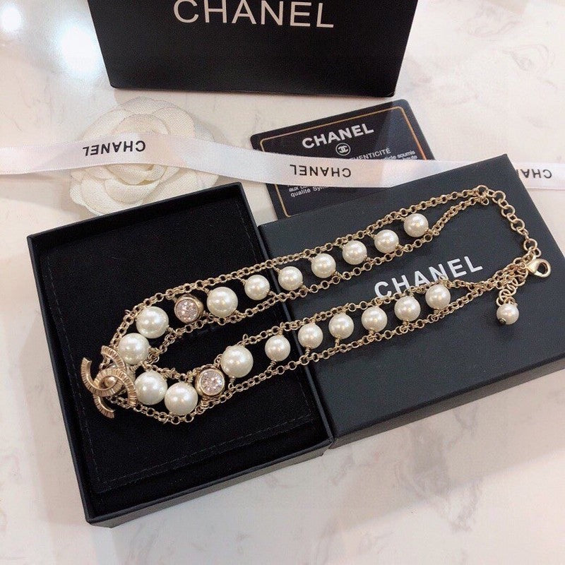 Chanel Pearl Choker Chain Necklace