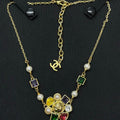 Chanel Color Crystal Gold Necklace