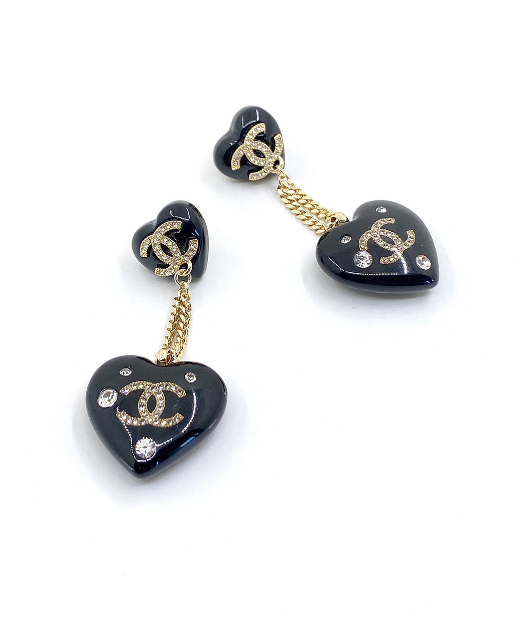 Chanel Heart Pendant Earrings - 18K Yellow Gold