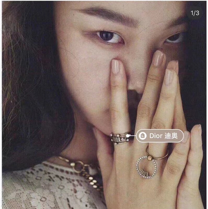 Dior Vintage Crystal Ring - 18K Yellow Gold