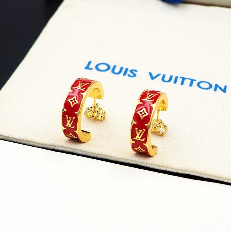 Louis Vuitton Nanogram Enamel Earrings - 18K Yellow Gold