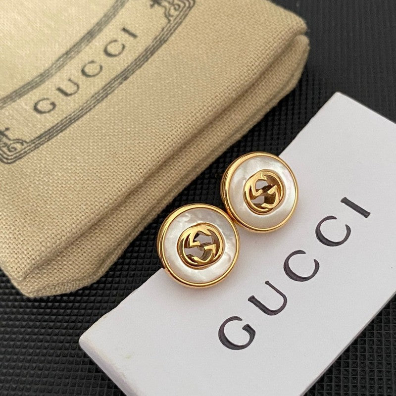 Gucci Double G Gold Pearl Earrings - 18K Yellow Gold
