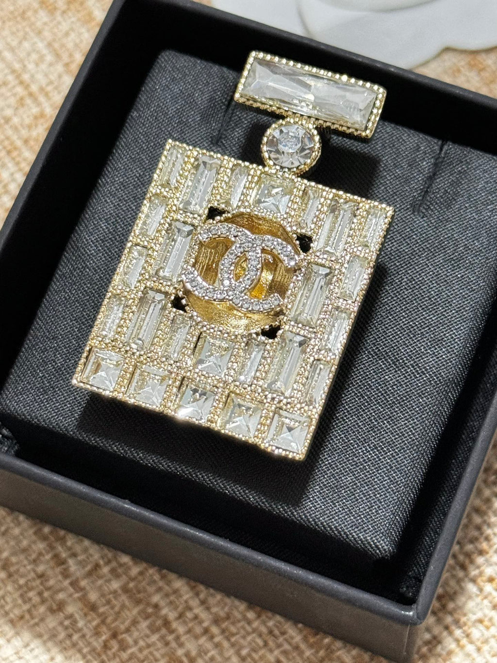 Chanel Perfume Bottle Crystal Brooch