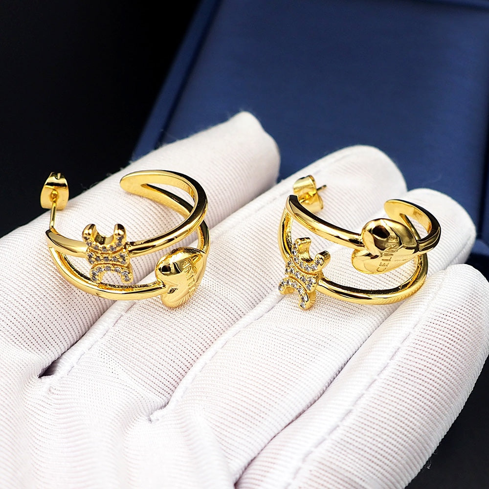 Celine Triomphe Heart Earrings - 18K Yellow Gold