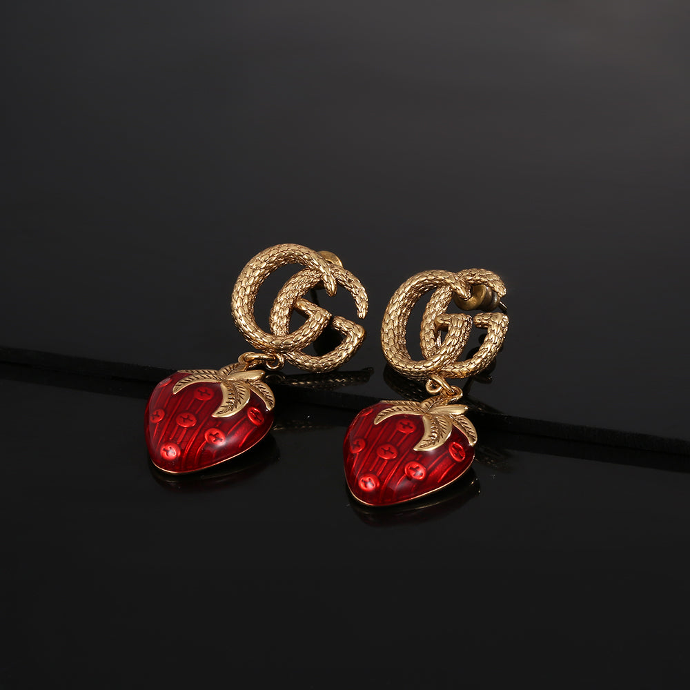 Gucci Double G Strawberry Earrings - 18K Yellow Gold