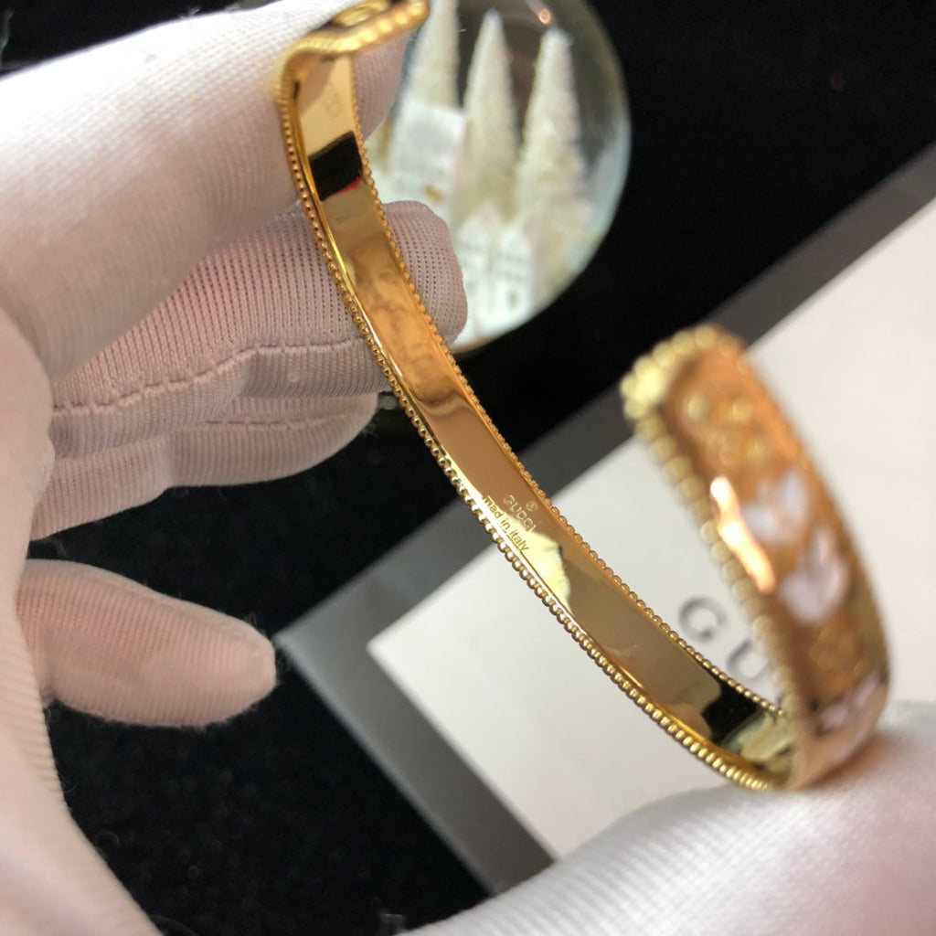Gucci Double G Icon Blossom Enamel Bangle Bracelet