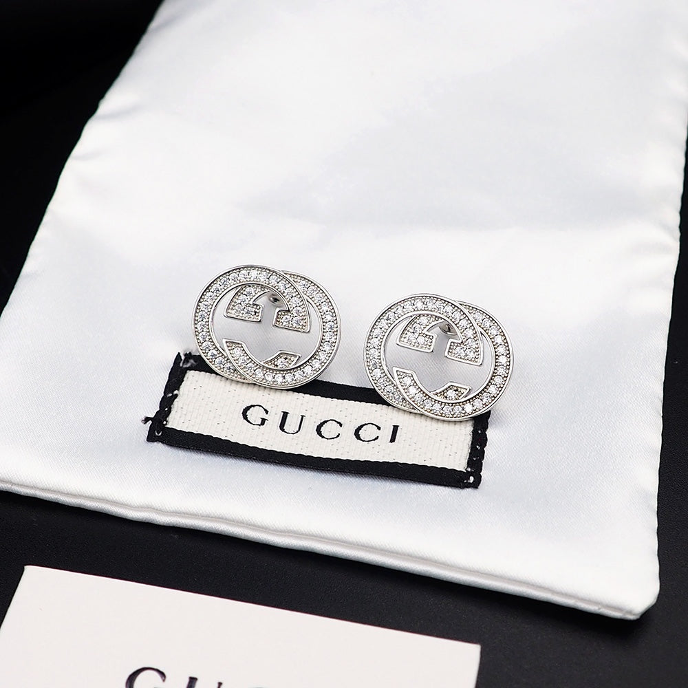 Gucci Double G Diamond Earrings - 18K White Gold