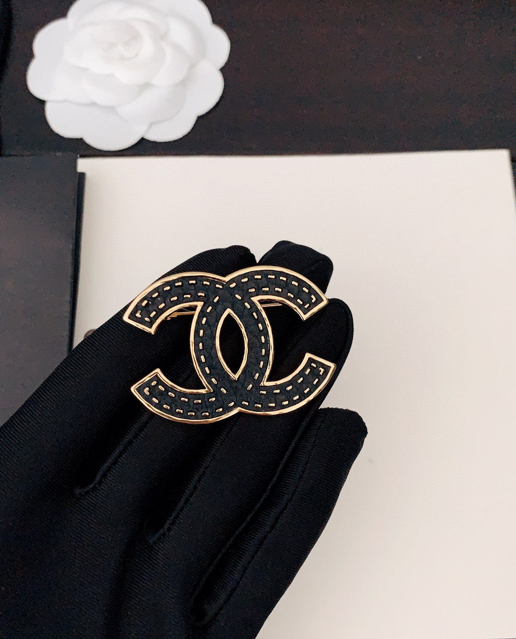 Chanel Black Brooch