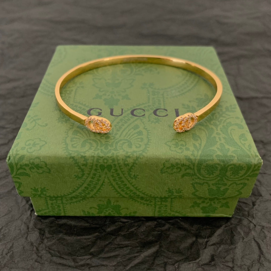 Gucci Double G Running Diamond Cuff Bracelet